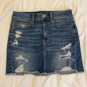 American Eagle Distressed Denim Hi-Rise Mini Skirt